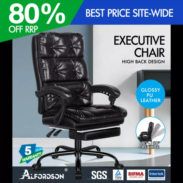 ALFORDSON Office Chair Executive Computer PU Leather Seat Work Recliner Gaming