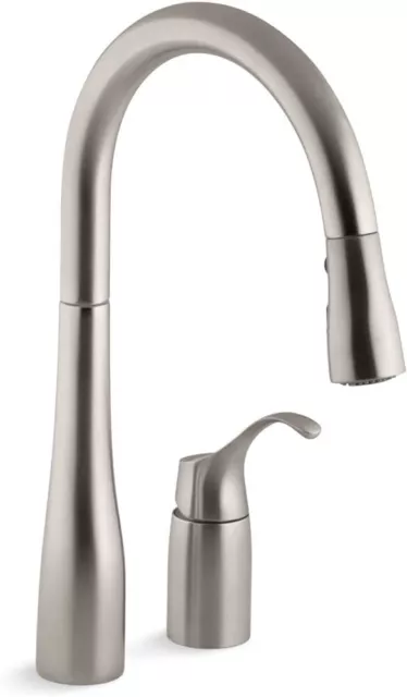 KOHLER K-647-VS Simplice Pull-Down Kitchen Faucet, Vibrant Stainless