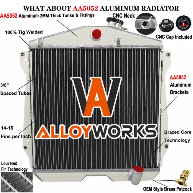 3 Row AluminumRadiator For 1943-1948 Chevy Fleetline FleetMaster/Stylemaster L6