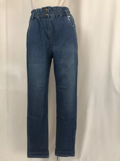 Jeans slouchy coupe droite taille haute coton stretch  - 40 Bleu