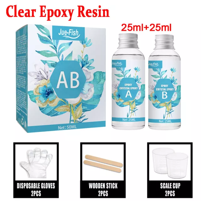 Epoxy Resin Starter Kit 50/50ML 1:1 Crystal Clear for Craft Casting Art Coating