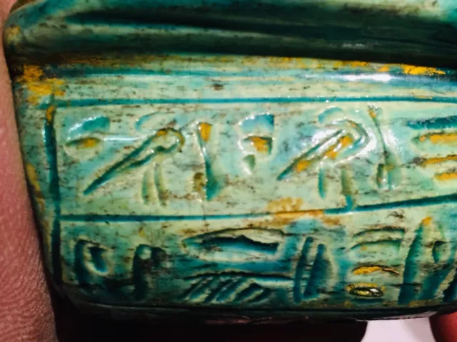 Ancient Egyptian Scarab Beetle Ring, Akhenaten Pharaonic Hieroglyphics, Huge 3