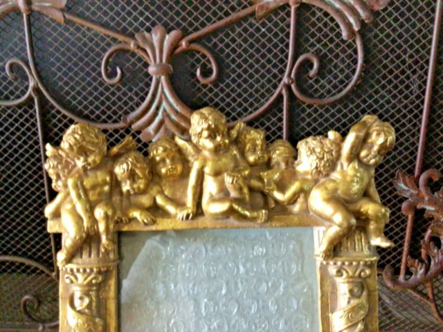 Gorgeous 5x7 Gold Vintage 1960s Frame With Angels & Columns Heavy Excellent Qual 2