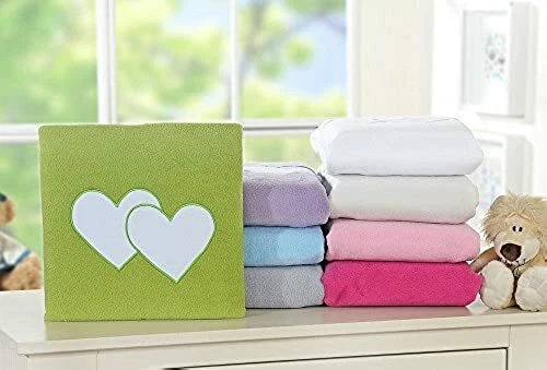 Couverture polaire (plaid) pour lit bebe coeur vert - Fabrication europeenne