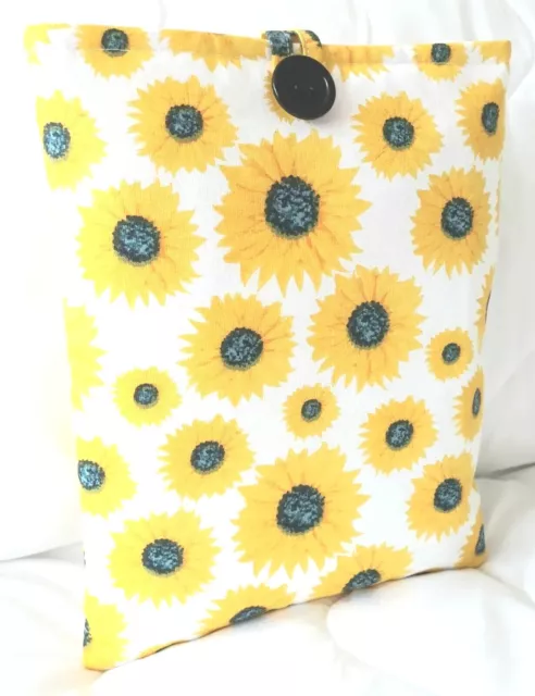 Handmade Book Sleeve Small Tablet/Kindle Sleeve Padded Sunflowers Reader Gift