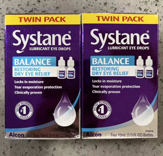 (2X) Systane Balance Lubricating Eye Drops, 10mL, Twin Pack Exp 2025