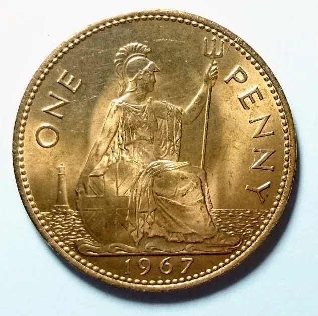  RARE1967  Queen Elizabeth ll 1 Penny coin Uncirculated Mint Condition FREEPOST