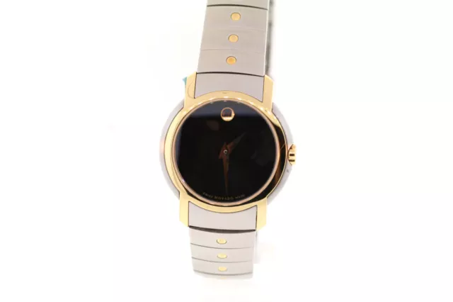 Donna Movado 0605720 Sl Bicolore Acciaio Inox Quadrante Nero Orologio