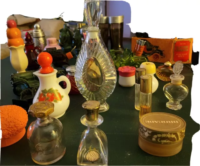 Vintage Avon perfume and cologne bottles. Cars and one stein in lot of 26. 2