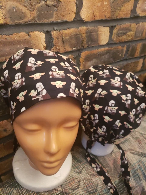 Baby Yoda Mandaloriann star wars HANDMADE SURGICAL SCRUB CAPS