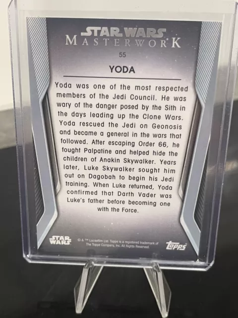 2021 Topps Star Wars Masterwork Base Blue Parallel Yoda #55 Card 2