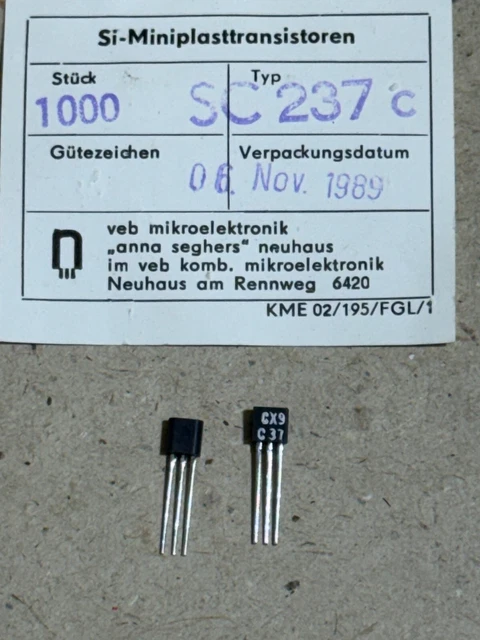 Confezione Da 20 Transistor BC237B NPN, TO-92, 45V 100mA 350mW, HFE 200-400 - Per Circuiti Elettronici Fai Da Te E Riparazioni