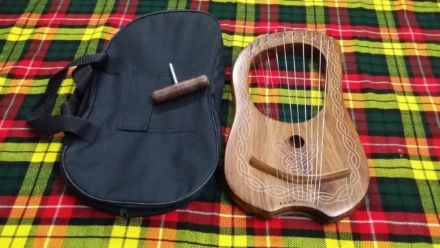 Traditional Irish Lyra Harp 10 Metal Strings Rosewood Key Case/Lyre Harfe/Arpa