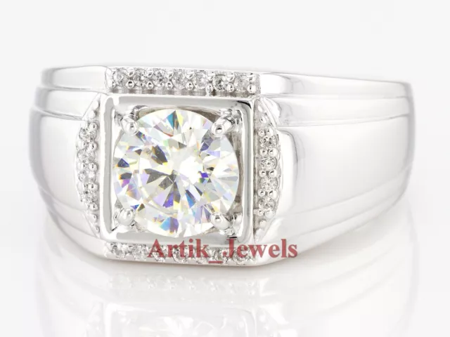 Brillant Coupe Moissanite Avec 14k Plaqué or Blanc Bague Argent pour Femmes #387