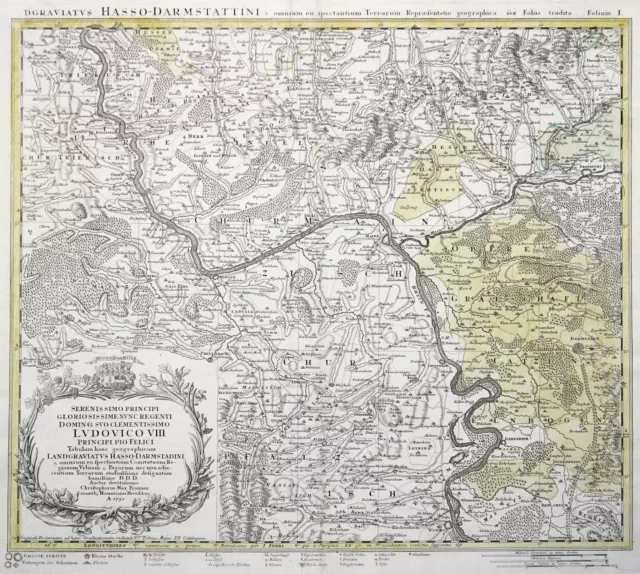 Mittelrhein Original Kupferstich Landkarte Homann Erben 1754