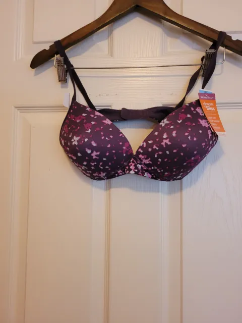 NWT Warner's 34C Elements Of Bliss Wire-Free Bra with Lift 1298 Floral Pink
