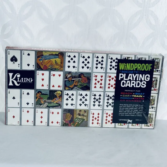 Kling Windproof Magnetic Playing Cards Factory Sealed 1960s Deluxe Model 55