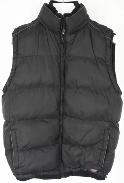 Dickies Gilet Homme Grand Fermeture Éclair Rembourré Doublé Col Montant Noir