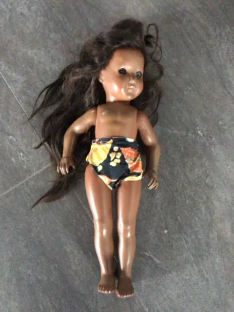 Vintage African 17" Black Celluloid Doll, Turtle Mark Schildkrot T46 Germany