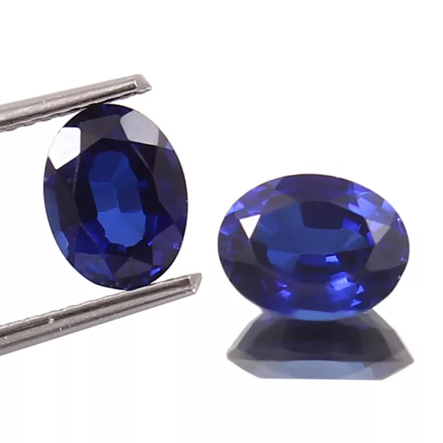 Par de piedras preciosas sueltas de corte ovalado zafiro azul natural de Ceilán 10 x 8 mm