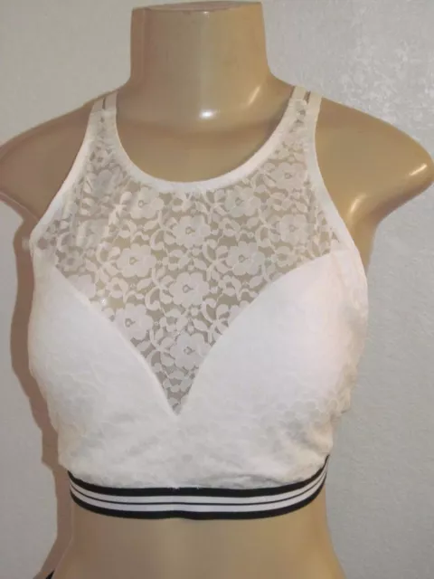 Gilly Hicks by Hollister Womens Seamless Crop Cami Bralette Lace Back White  Sz L