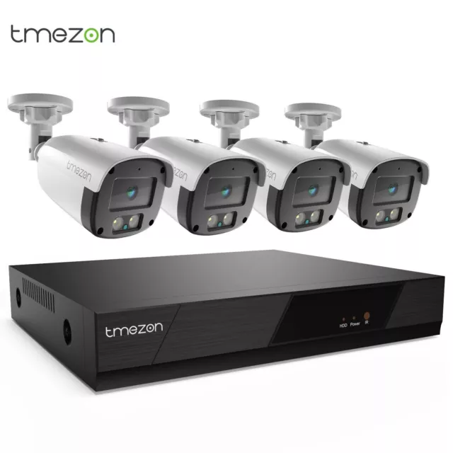 TMEZON 1080P Security Camera 4CH DVR System Bullet Outdoor Night Vision CCTV HD