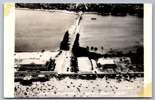 Postcard RPPC FL Aerial View of Casino & Beach lake Worth Florida  AX12