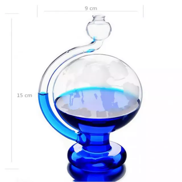 Weather Storm Forecast Predictor Bottle Barometer W/ Blue Pigment Glass Vase