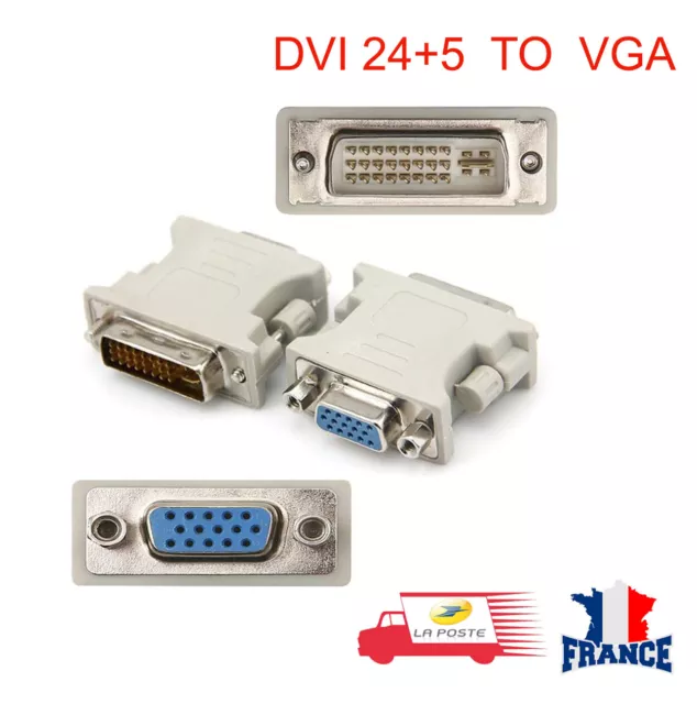 Adaptateur Convertisseur Dvi-I 24+5 Male Vers VGA Femelle Converter