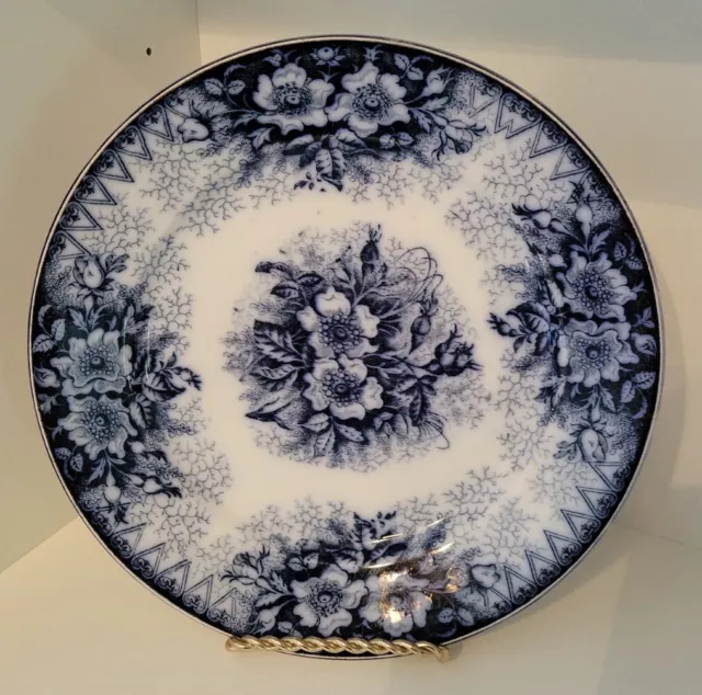 Antique K & G Luneville France Flow Blue Plate c.1891 READ 8.9" Keller Guerin