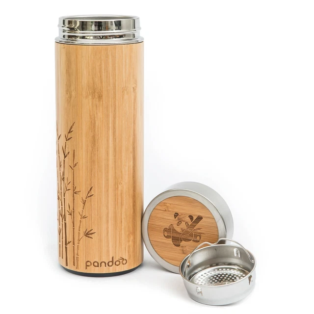 Bambus Thermobecher - Thermoflasche, Reisebecher, Teebereiter, to-go, Edelstahl