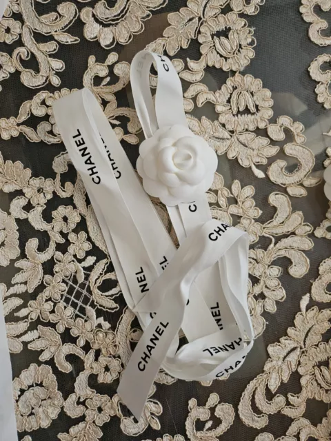 Authentic Chanel Camellia Flower and Ribbon Set (box NOT included)