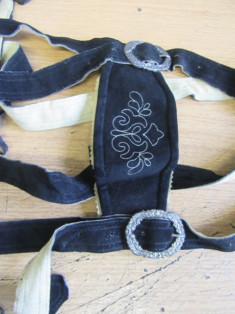 Vintage Austrian Trachten Lederhosen Octoberfest Leather Trousers Shorts Uk 32" 3