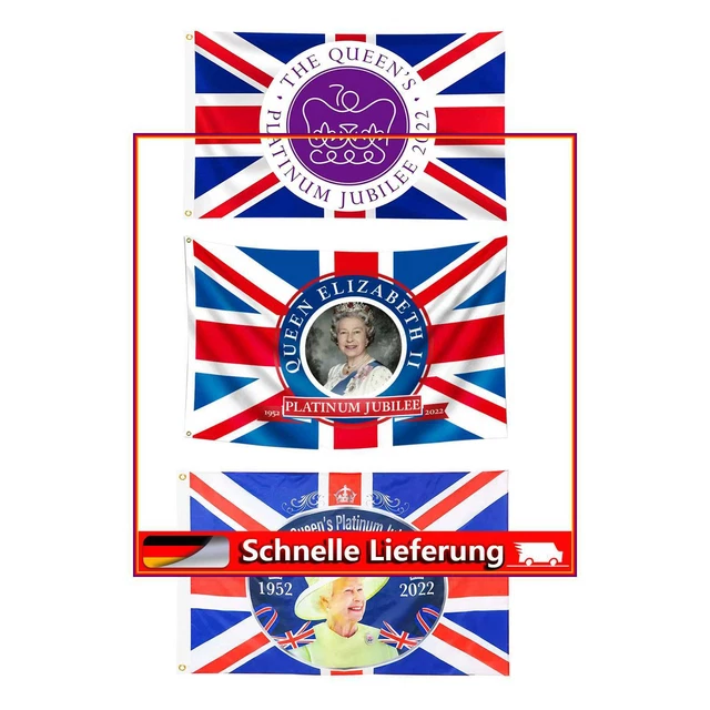 Queen Platinum Jubilee Flag - Union Jack Flag Featuring Her Majesty The Queen