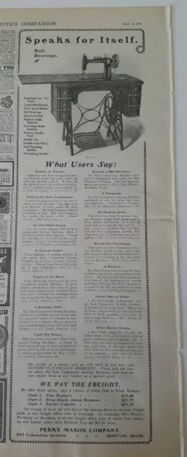 1901 Perry Mason Company new companion treadle style 2 sewing machine vintage ad