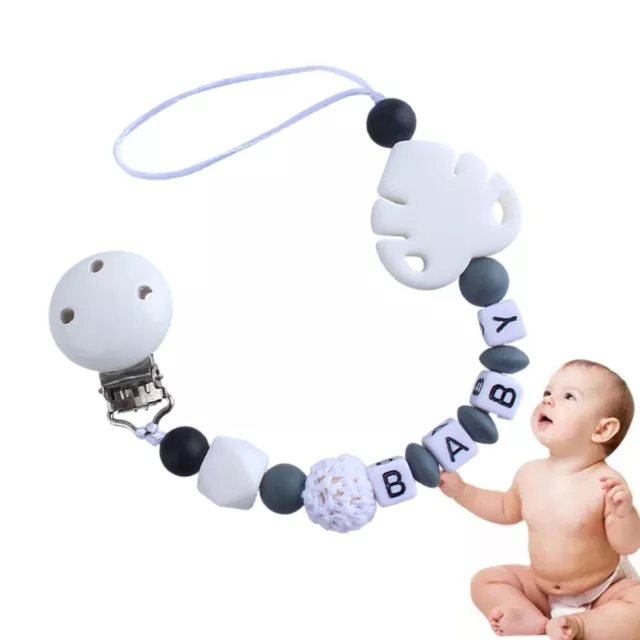 Personalised Baby Dummy Soother Pacifier Wooden Clip Holder Strap Chain Gift