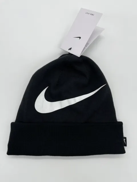 Nike Gorro Sombrero Adultos Dri-Fit Swoosh Logotipo Tejido AV9751 010 Negro Talla Única Nuevo con Etiquetas