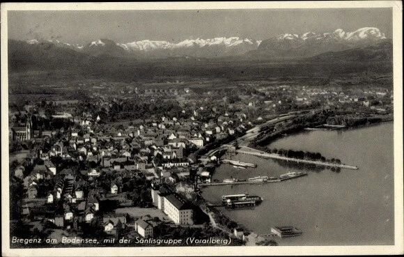 Ak Bregenz am Bodensee Vorarlberg, Panorama mit Santisgruppe - 3624680