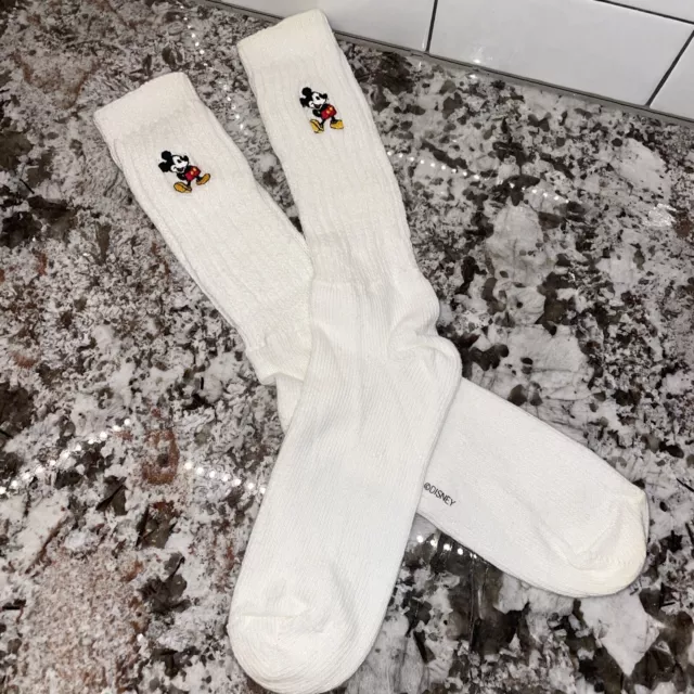 NOS Vtg Mickey Mouse Walt Disney White Tube Socks Adult Men Women