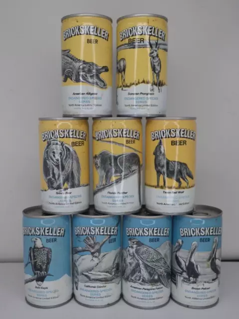 Lot of 9 Different Brickskeller Beer Endangered Species Series Steel Cans