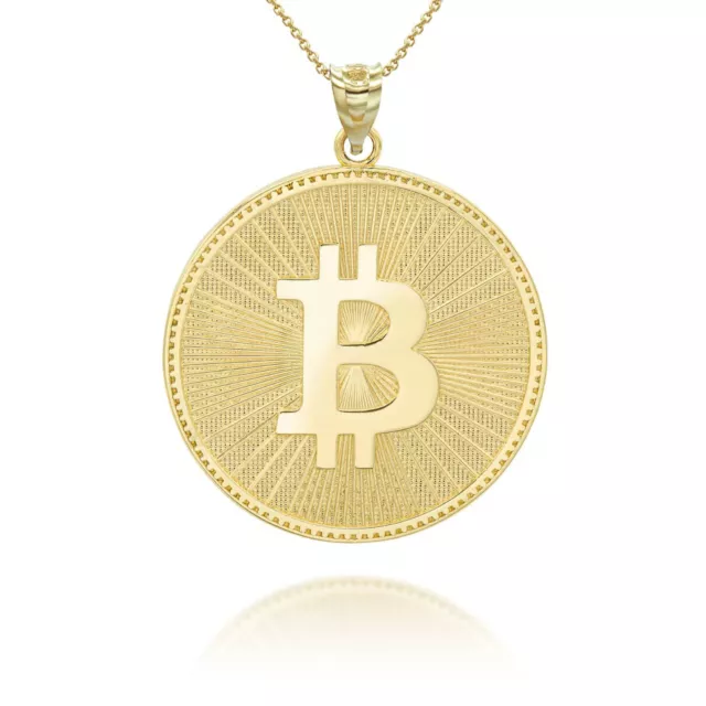 10K Massivgold Bitcoin Anhänger/Halskette - gelb, rosa oder weiß