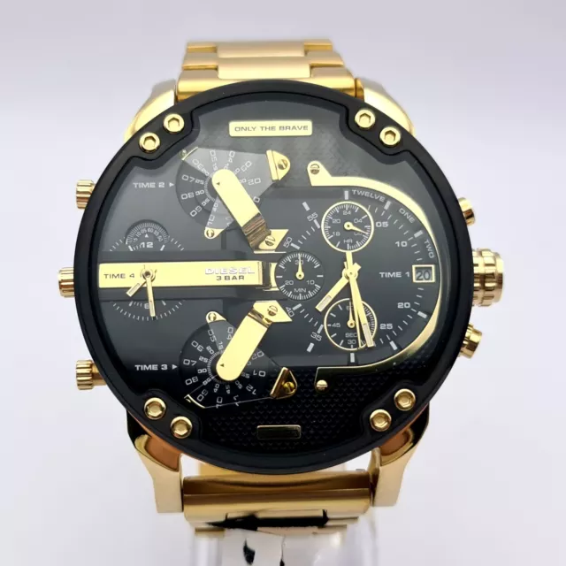 New Genuine Diesel Mr Daddy 2.0 Dz7333 Xl 57Mm Yellow Gold Men's Watch Uk