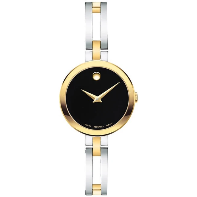 Orologio da donna Movado Esperanza Quadrante Nero Acciaio Inox $ Giallo PVD 0607472