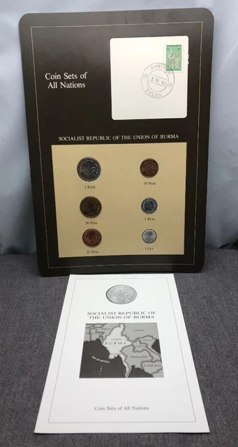 Coin Sets Of All  Nations  Socialist Republic Of Burma W / Card 1985 15P Stamp