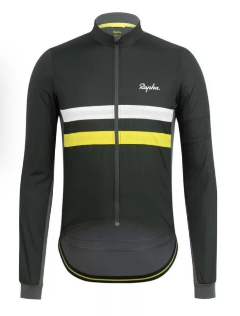 Rapha Brevet LS Windblock Jersey Dark Green White BNWT Size M