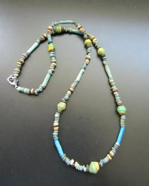 NILE  Ancient Egyptian Amulet Faience Mummy Bead Necklace ca 600 BC