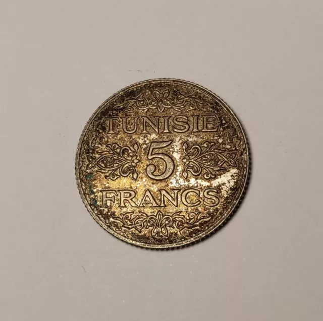Pièce en Argent, 5 Francs - Ahmad Pasha - 1935 TUNISIE