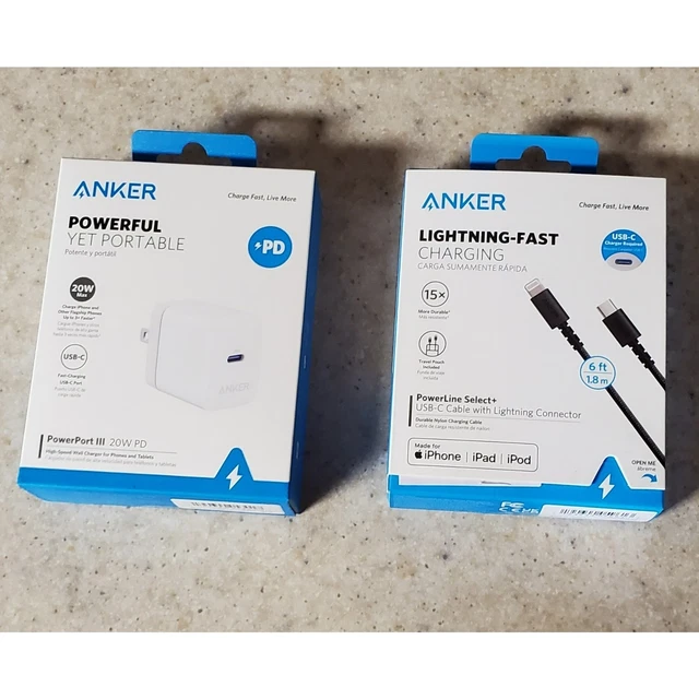 Anker USB-Charging Block and 6 Foot USB-C IPhone Charging Cable