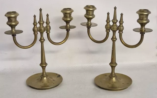 Vintage Pair Of Brass Candle Stick Holders/Candelabras