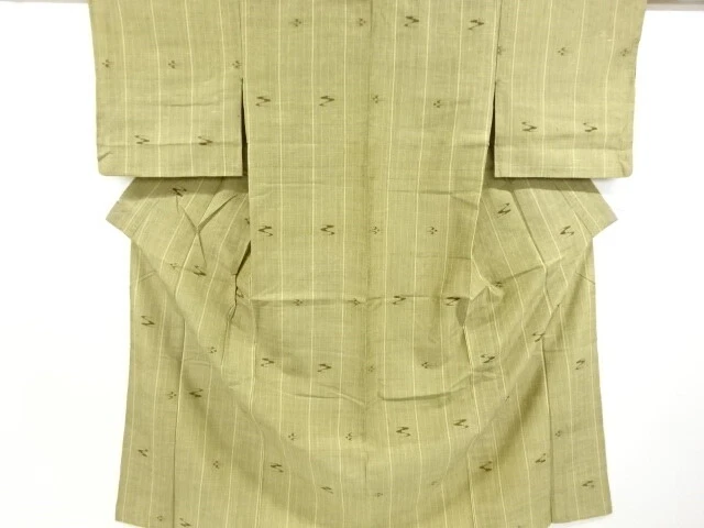 6567425: Japanese Kimono / Antique Hitoe Kimono / Tsumugi / Woven Kasuri Pattern
